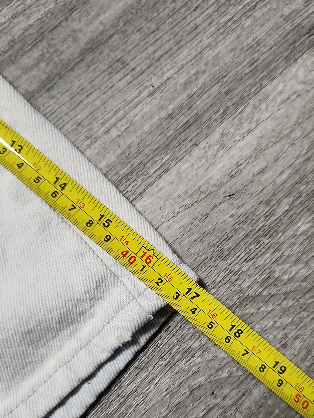 Lee White Denim Shorts with Tan Patch - Picture 6 of 11